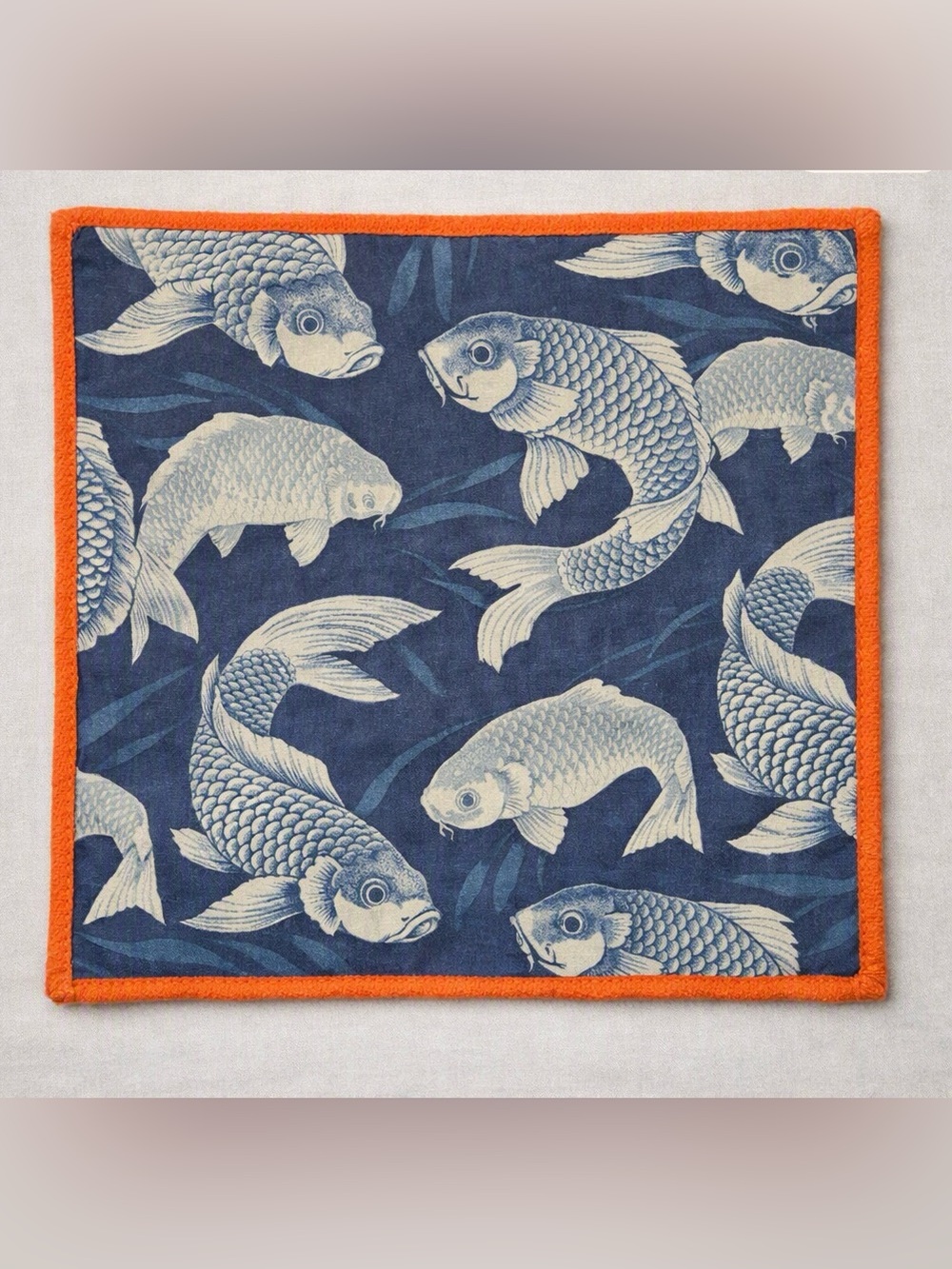 Pottery Barn Koi Fish Euro Sham Pillow Case Cover 20x20 Cotton Blend w/zipper